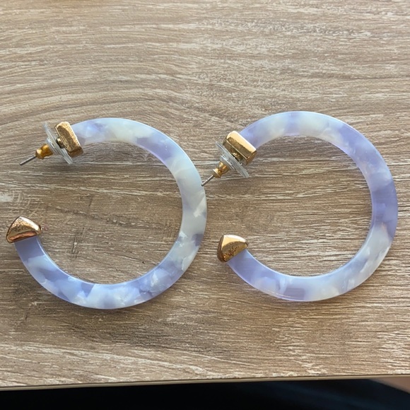 Jewelry - * Purple White Hoops Plastic Acetate